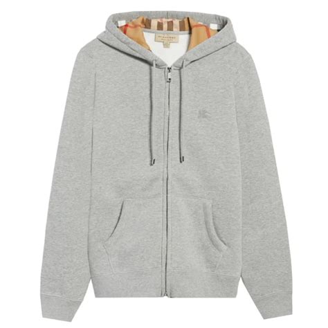 burberry clarke hoodie pale grey|Burberry Clarendon Check Hood Zip Up Hoodie Gray .